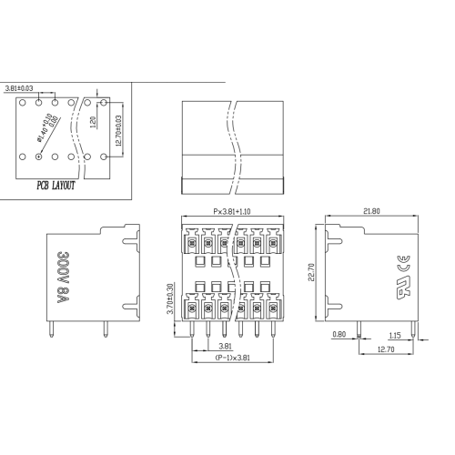 3.81MM double-layer plug-in PCB terminal angled socket